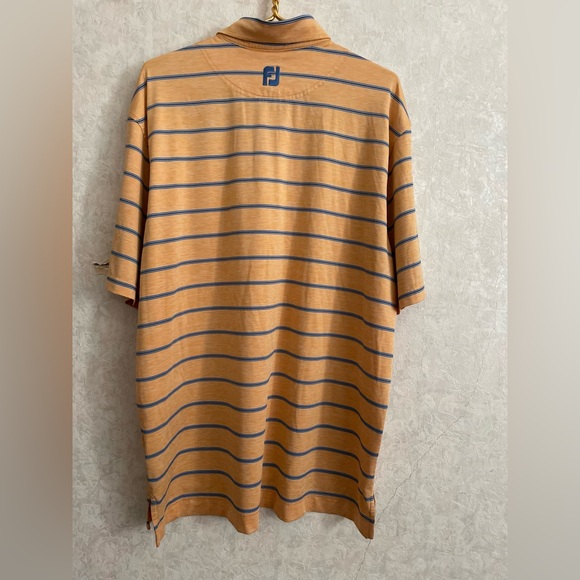 FJ Foot Joy men's extra large short sleeve orange striped athletic polo shirt - Picture 5 of 6